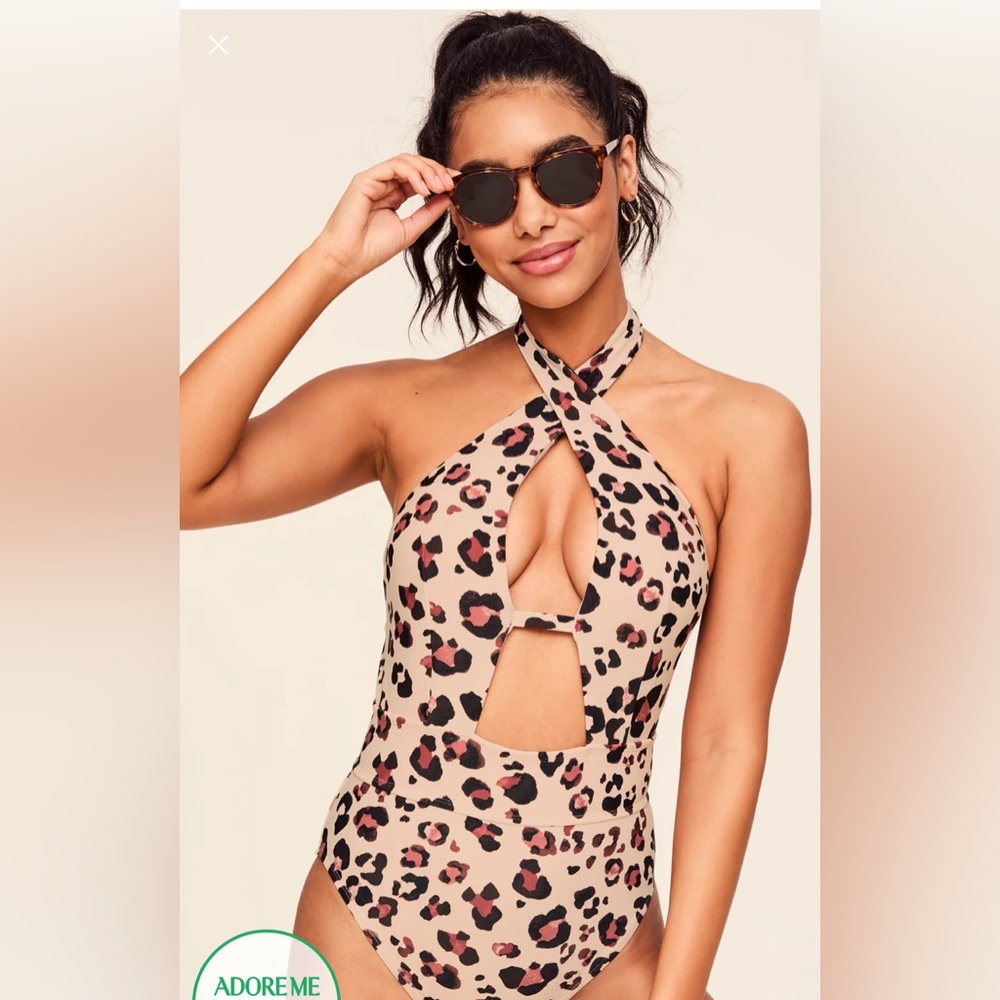 Sexy Leopard One Piece + CoverUp/ Headpiece